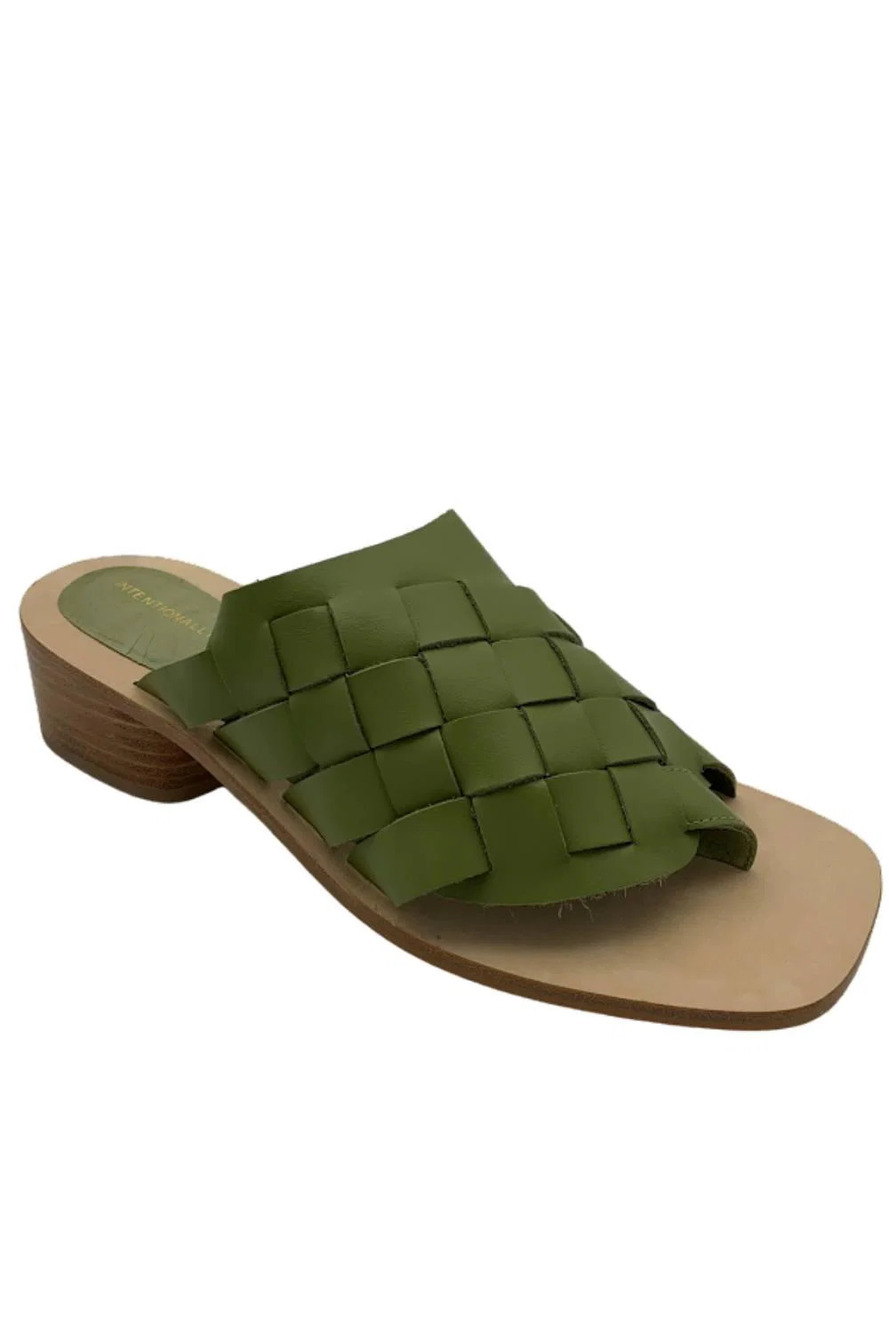 INTENTIONALLY BLANK Woven Leather Sandals Olive - Medium